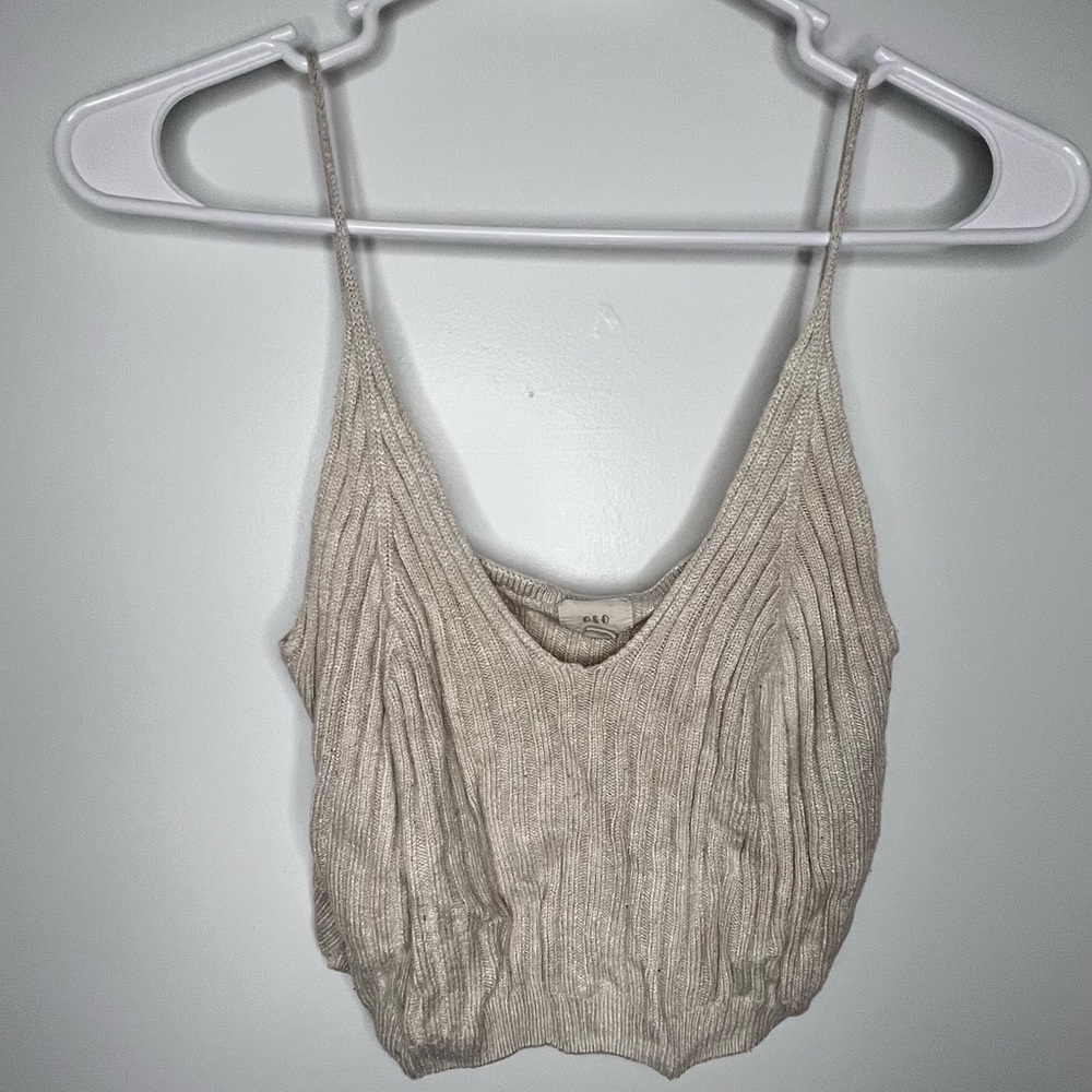 Cream ribbed crop top